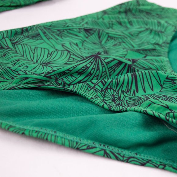 Cabana Del Sol GreenLeaf Print Green 2 Pc Halter Swim NWOT - Picture 3 of 10